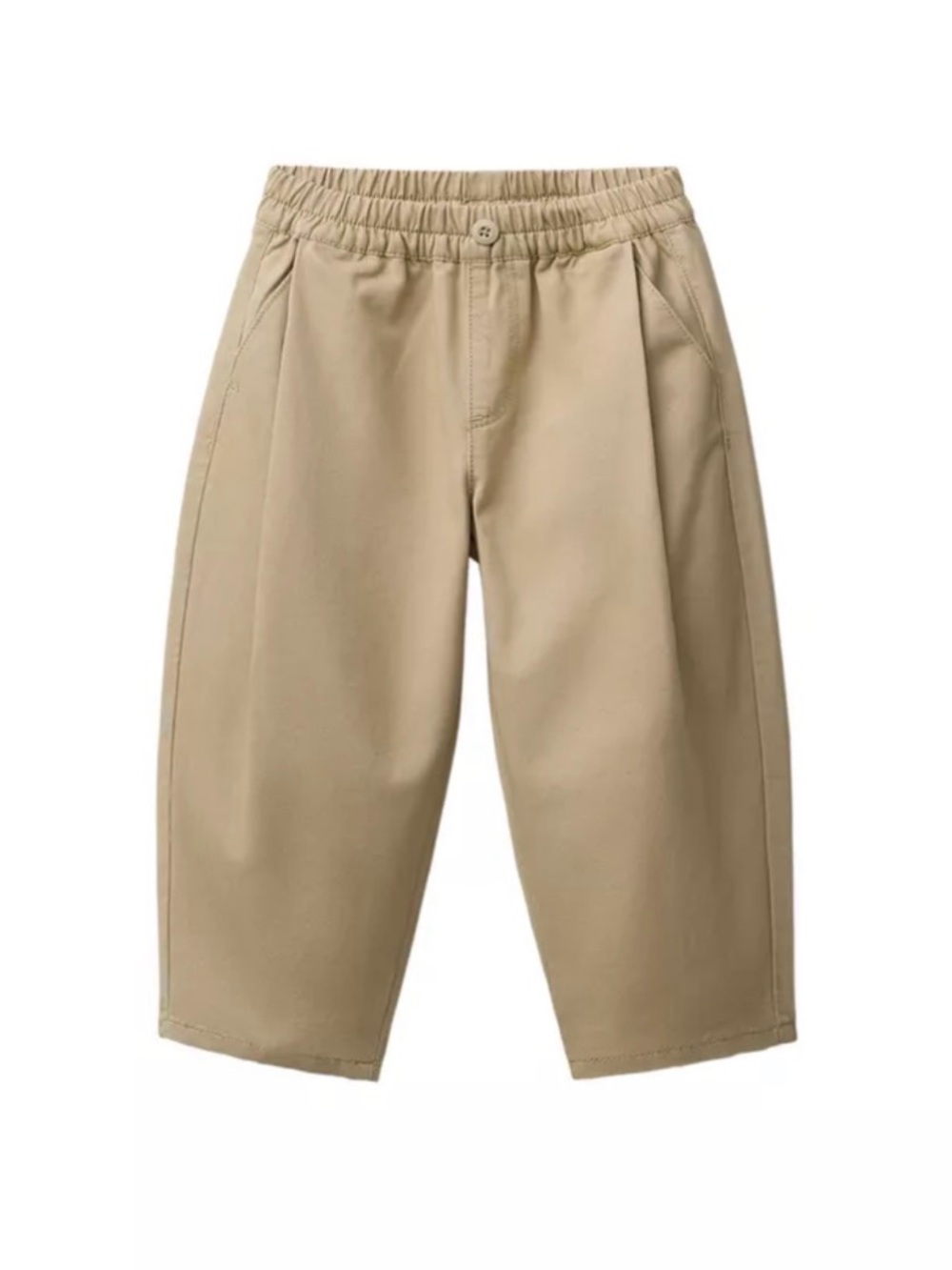 Zara BALLOON SOFT TOUCH PANTS Kids Elastic-Waist Chino Pants in Khaki